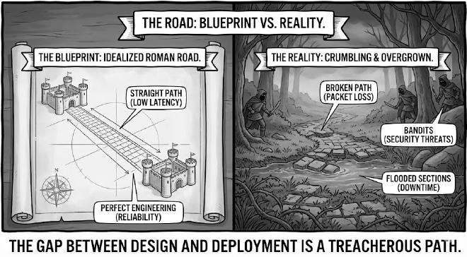 The illusion of the paved road vs the reality