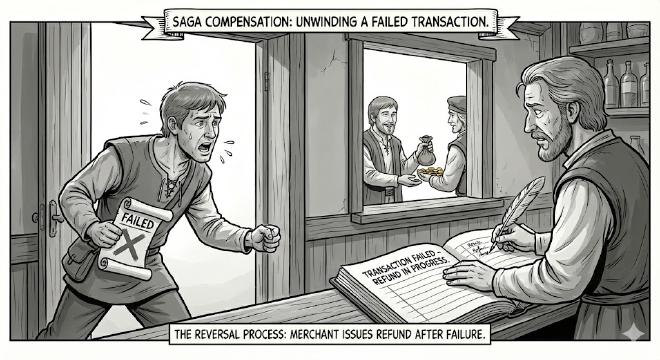 Unwinding a failed saga with compensation