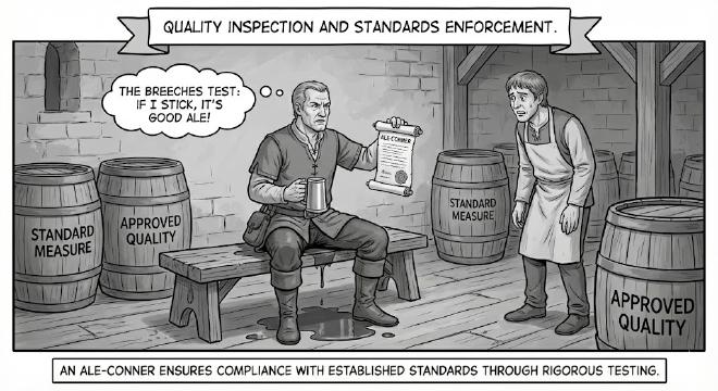 The ale-conner inspecting quality and standards