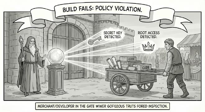 Automated checks enforcing policies at the gate